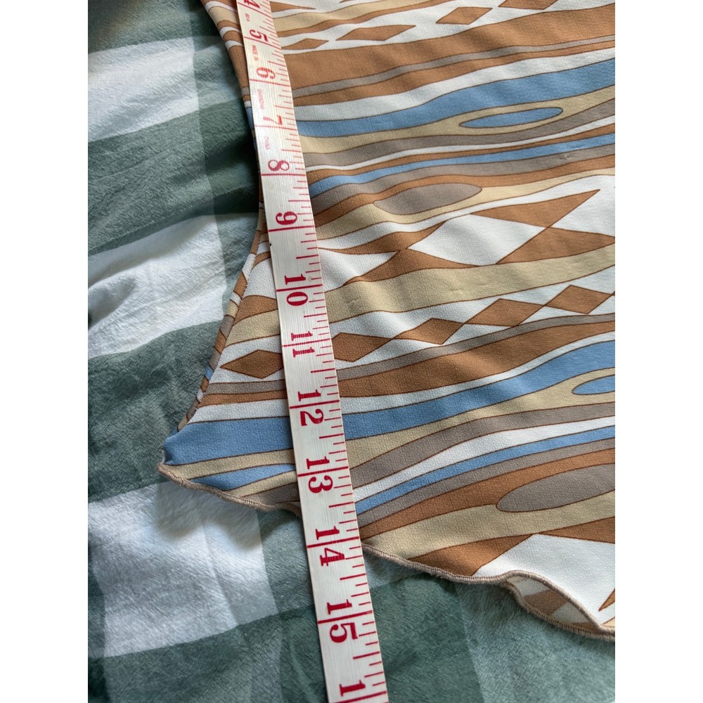 725 Originals Womens S Y2K Handkerchief Hem Tube Top Geometric Abstract Brown - Picture 9 of 12